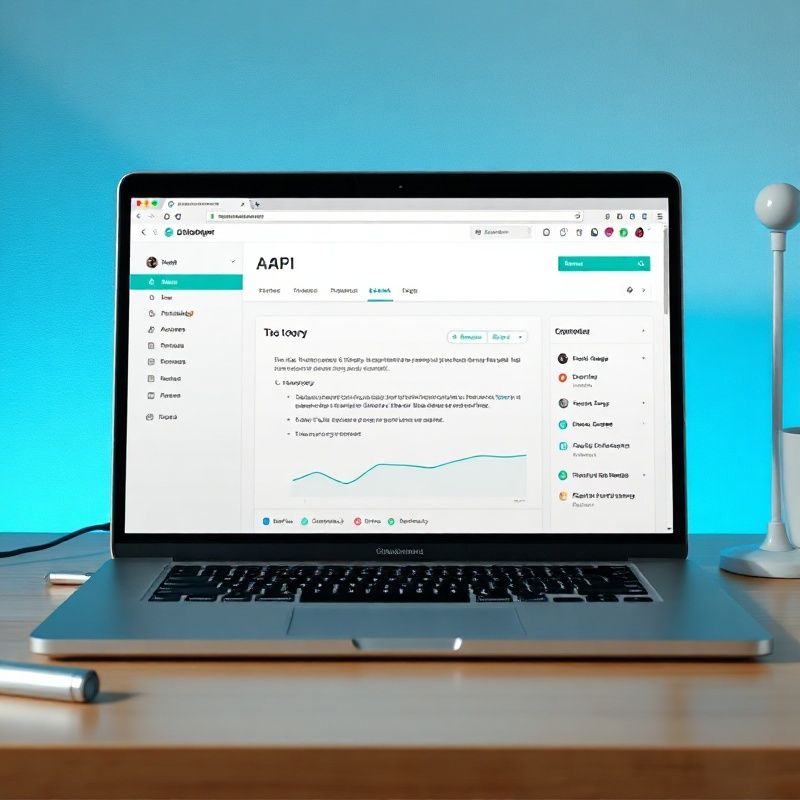 Laptop mit übersichtlichem API-Dokumentations-Dashboard